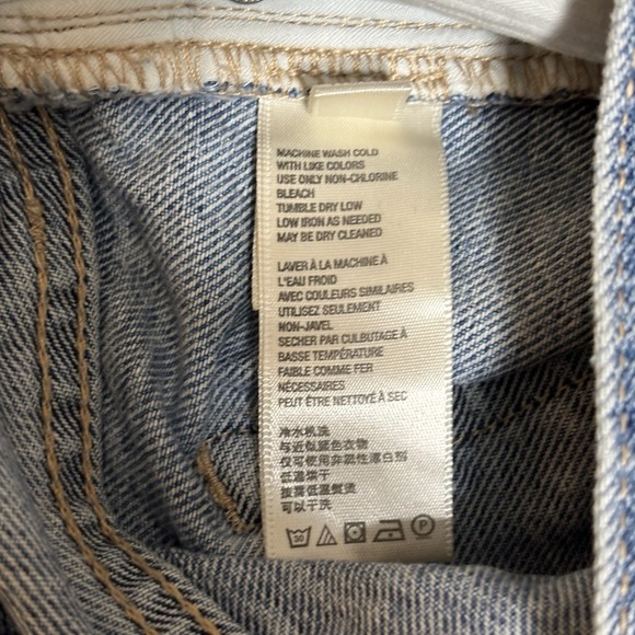 We The Free People Jean Shorts Women's 25 Blue Button Fly Distressed High Waist - Picture 7 of 9